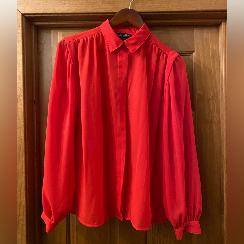 **VINTAGE** David Matthew Blouse in Cherry Red